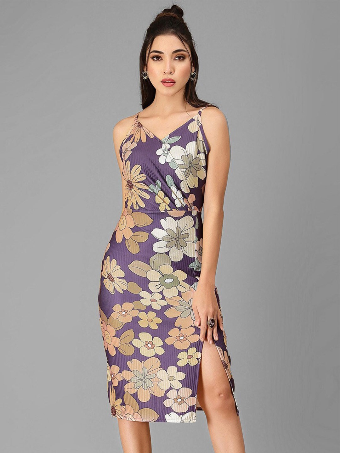 

Selvia Floral Scuba Sheath Dress, Purple