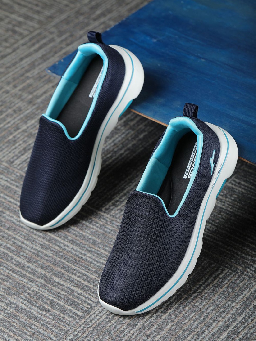 

ABROS Women Slip On Mesh Walking Sports Shoes, Navy blue