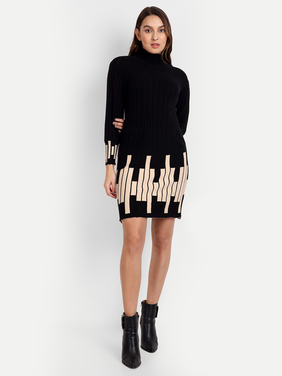 

iki chic Turtle Neck Dress, Black