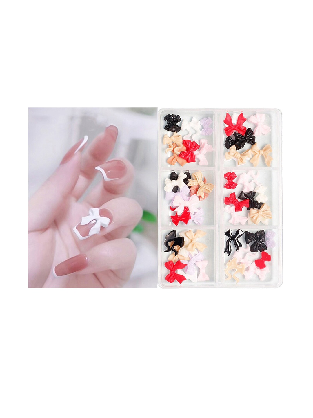 

S.A.V.I. 6 Grids DIY 3D Bow Nail Art Decoration Accessories, White