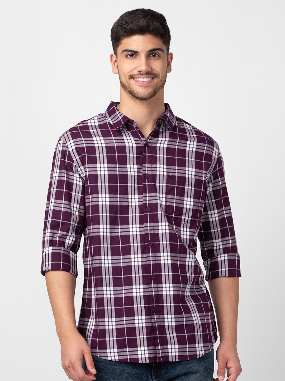 

SPYKAR Men Slim Fit Tartan Checked Casual Shirt, Red