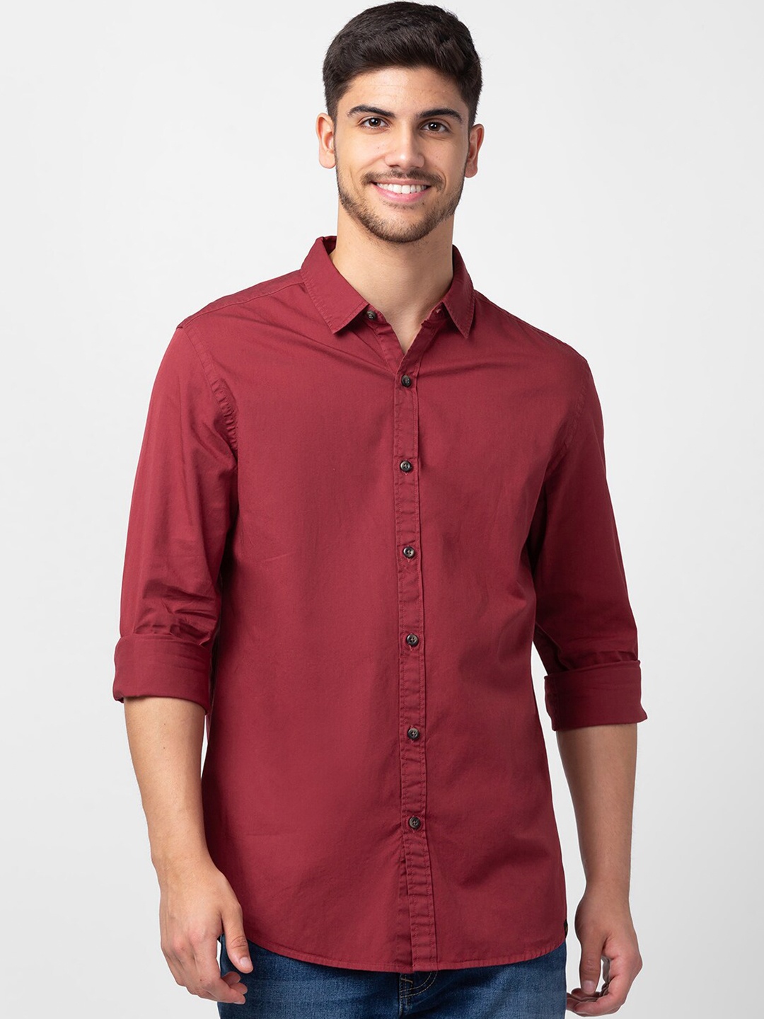 

SPYKAR Men Slim Fit Casual Shirt, Red
