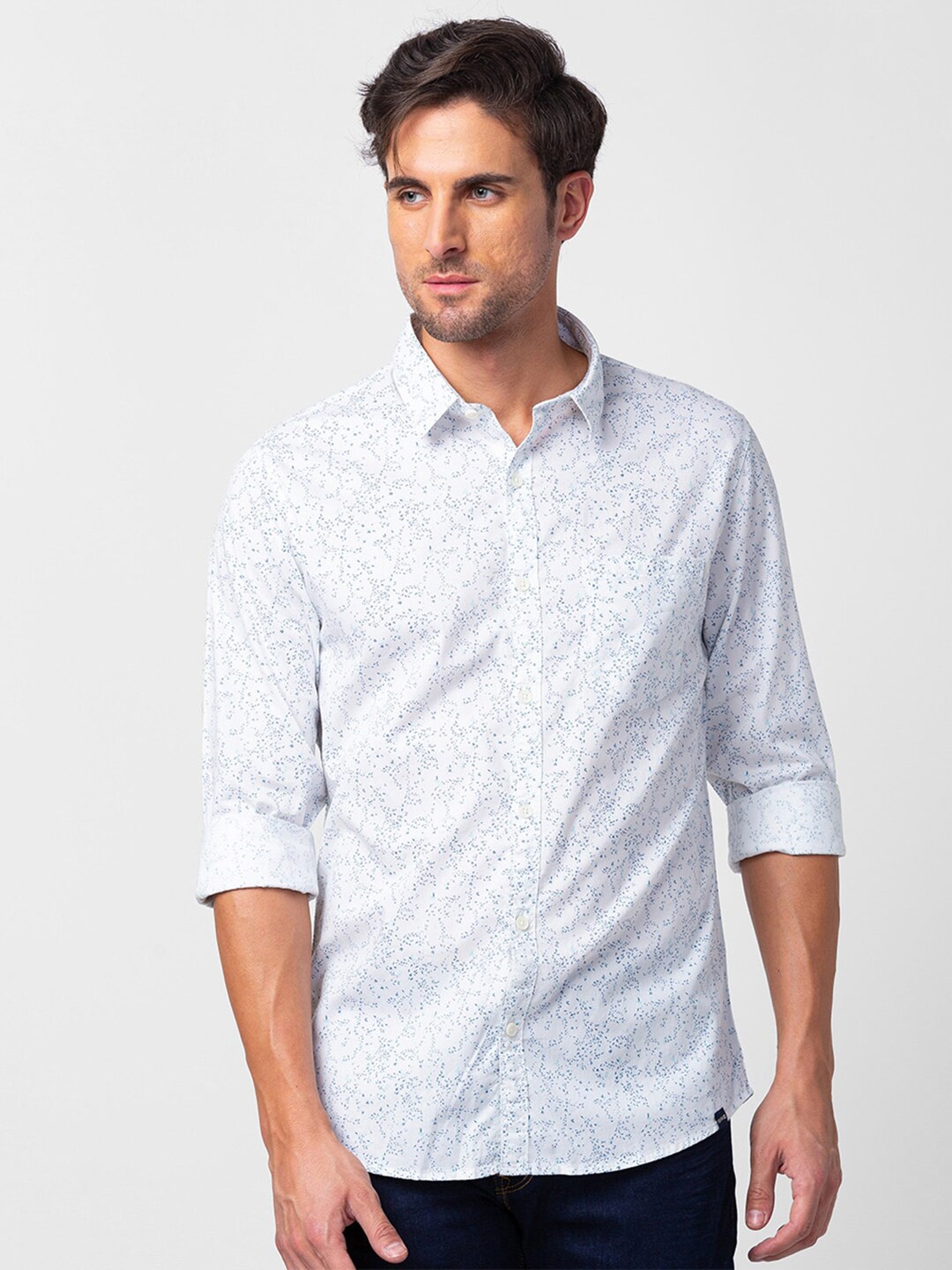 

SPYKAR Men Floral Printed Casual Shirt, White