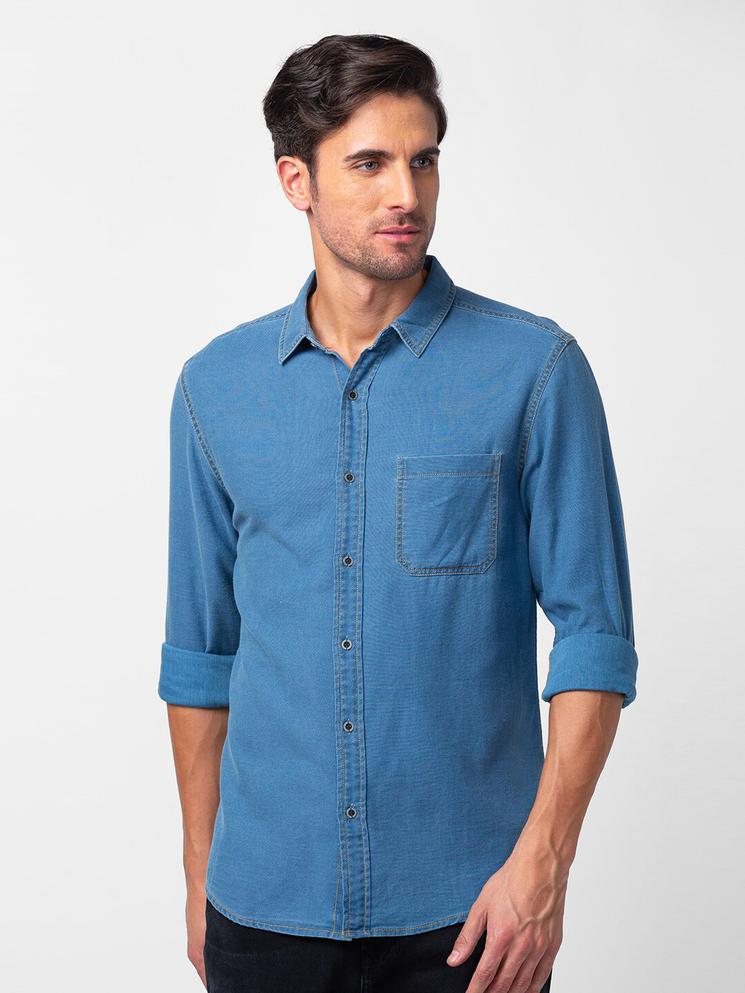 

SPYKAR Men Slim Fit Cotton Casual Shirt, Blue