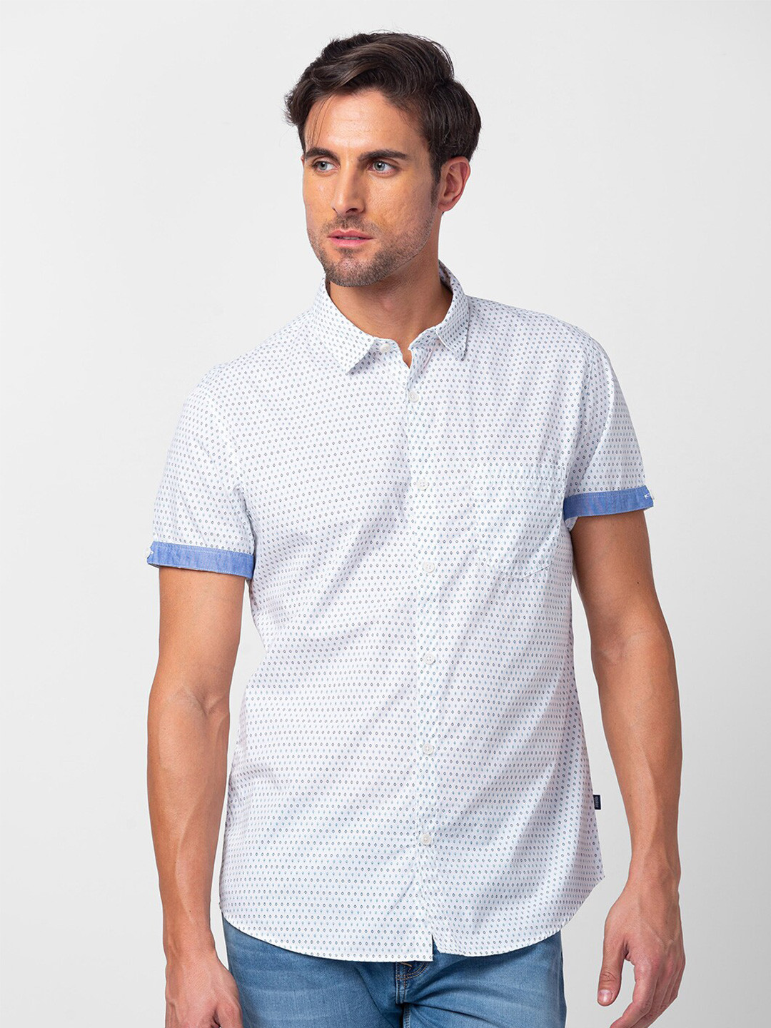

SPYKAR Men Printed Casual Shirt, White