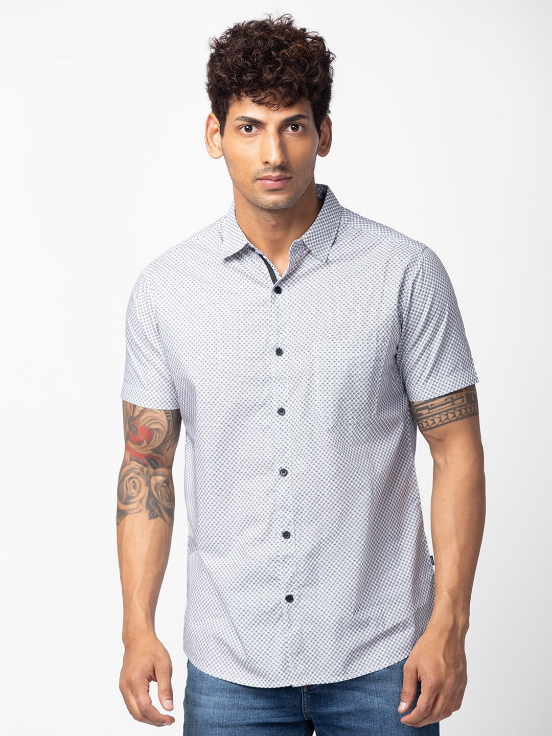 

SPYKAR Men Slim Fit Printed Casual Shirt, Black