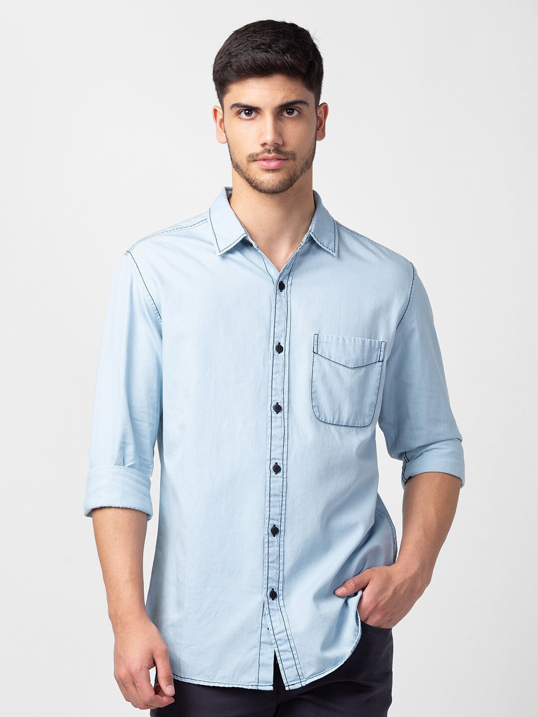 

SPYKAR Men Slim Fit Casual Shirt, Blue