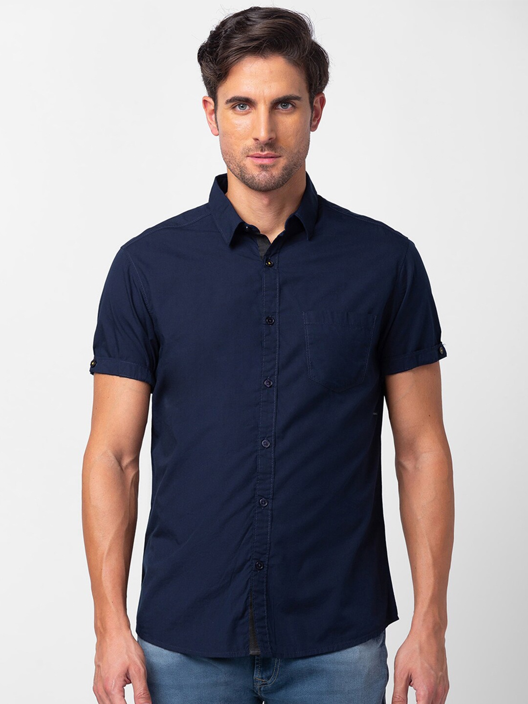 

SPYKAR Men Slim Fit Casual Shirt, Navy blue