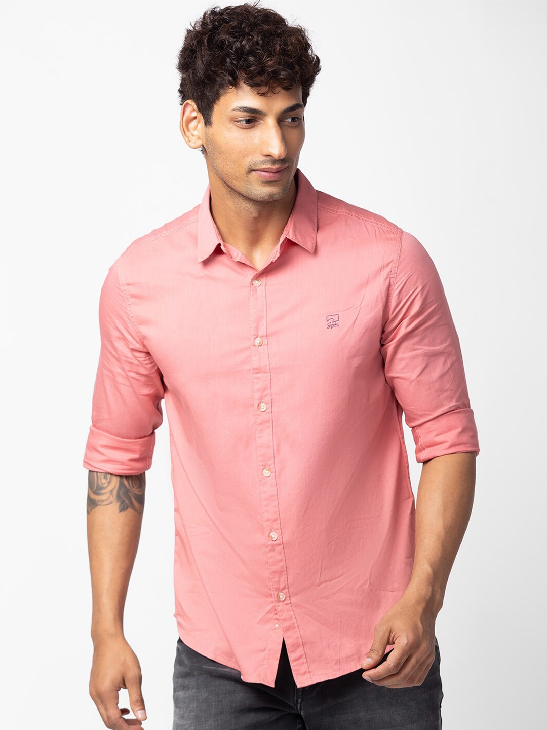 

SPYKAR Men Cotton Slim Fit Casual Shirt, Pink