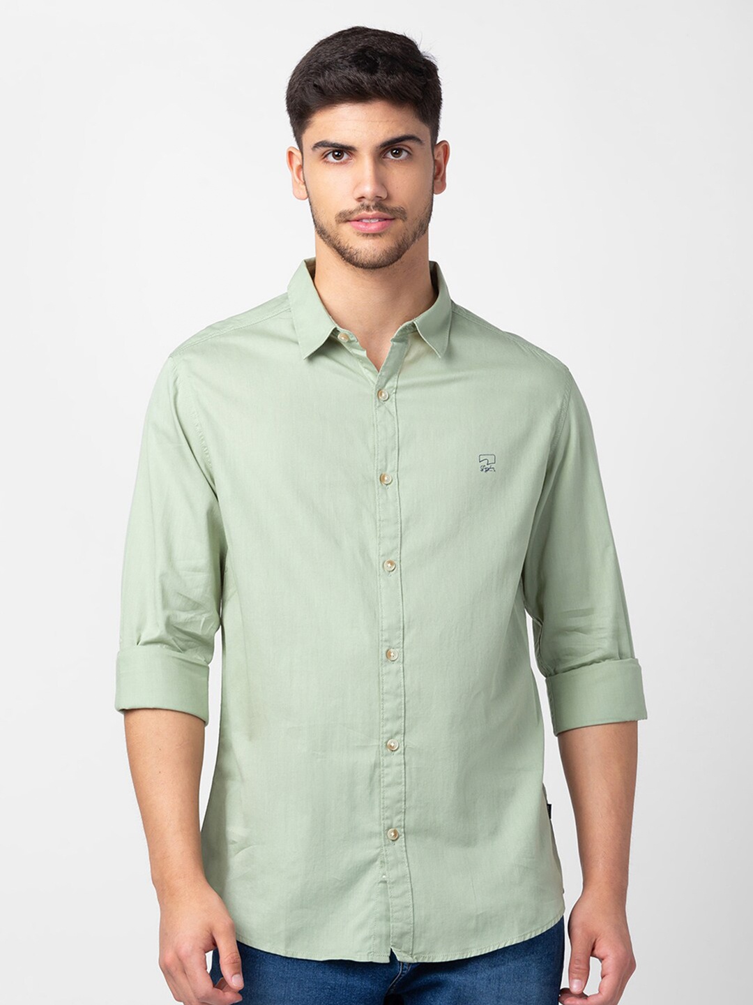 

SPYKAR Men Solid Slim Fit Casual Shirt, Green