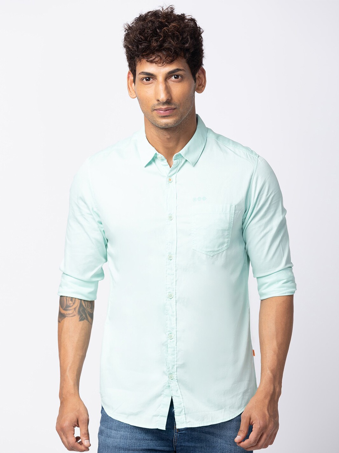 

SPYKAR Men Slim Fit Casual Shirt, Green