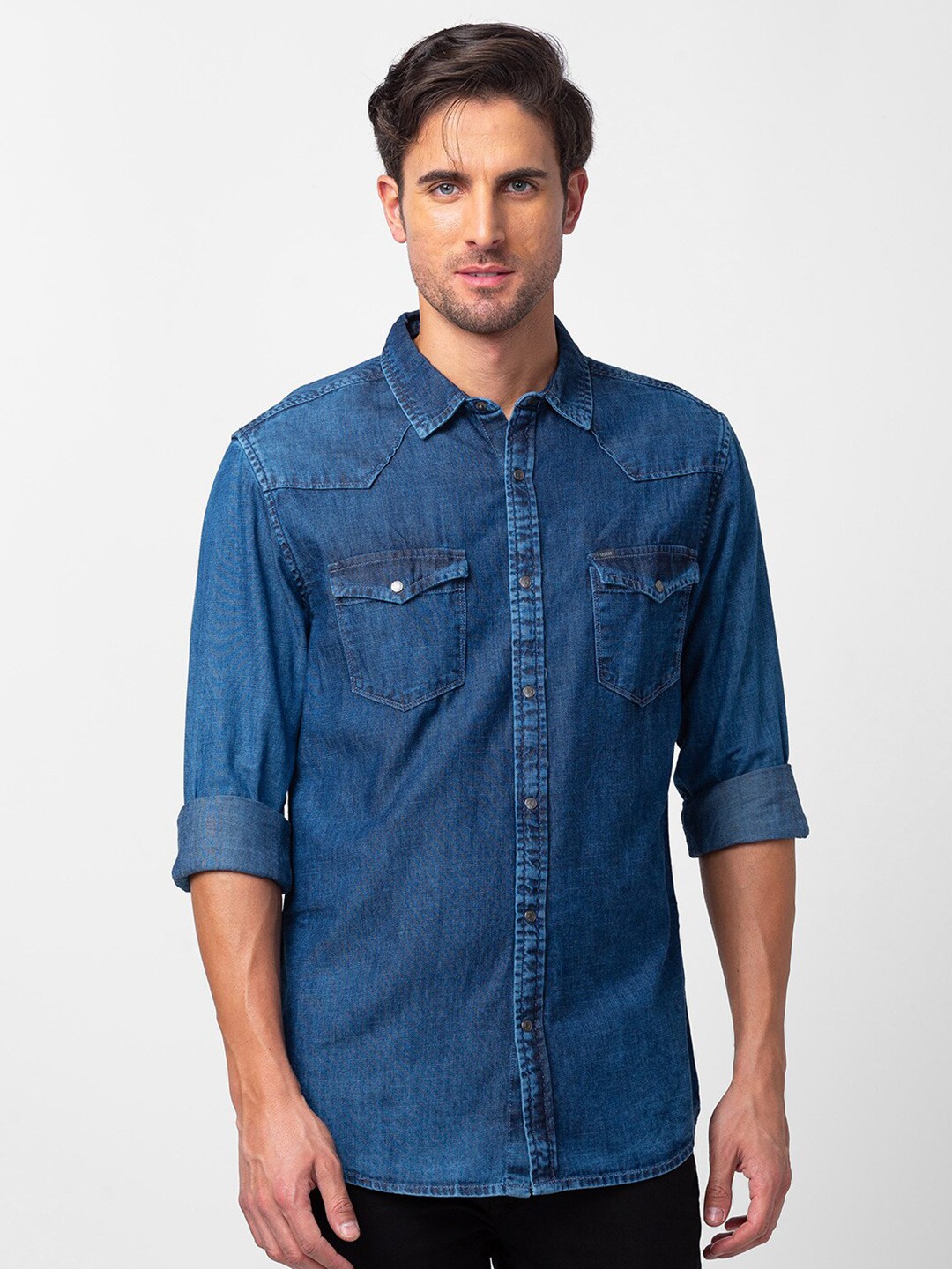 

SPYKAR Men Blue Slim Fit Casual Shirt