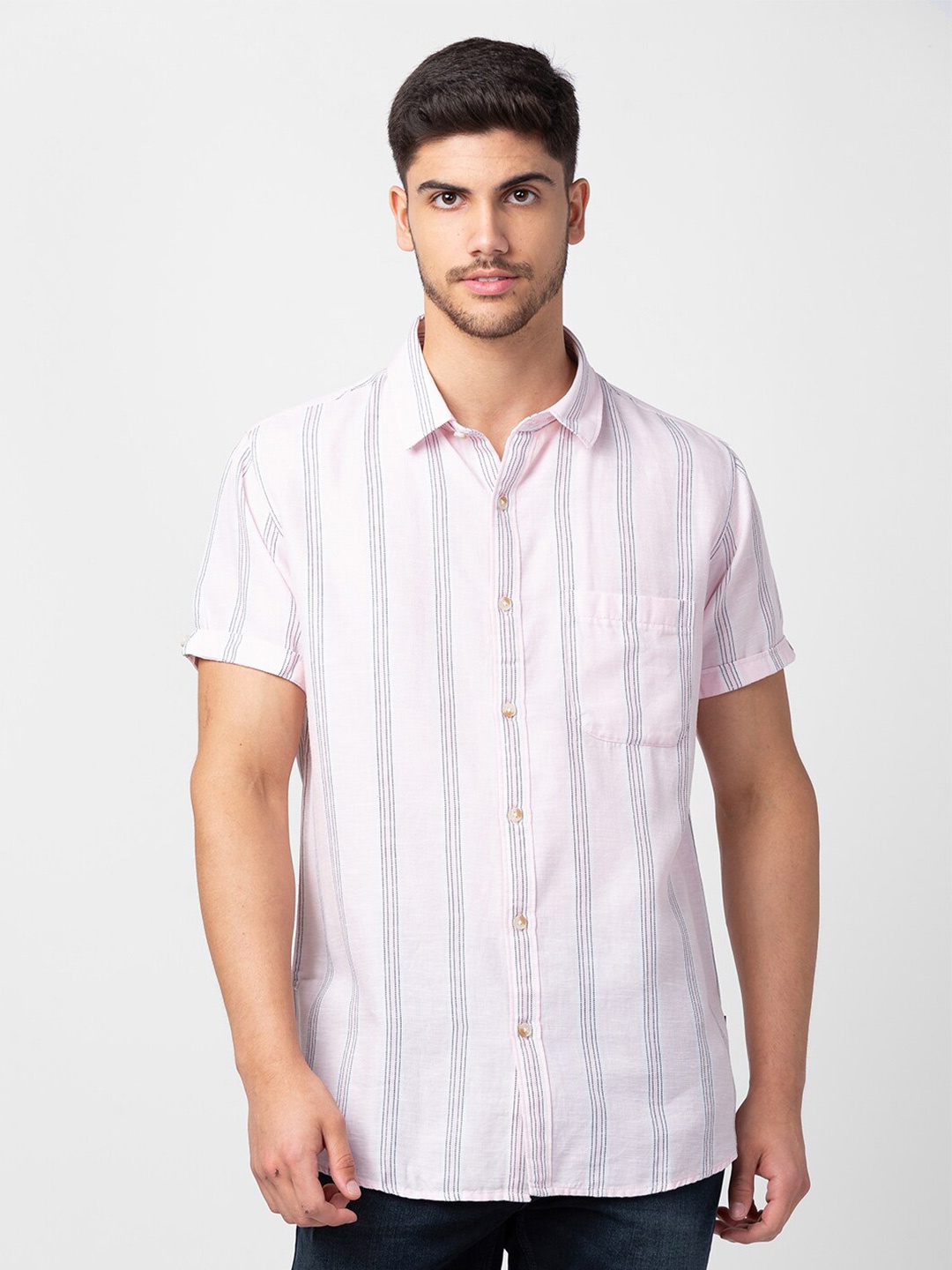 

SPYKAR Men Striped Casual Shirt, Peach