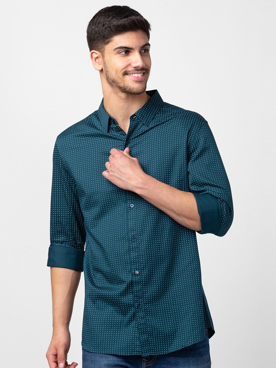 

SPYKAR Men Slim Fit Printed Casual Shirt, Teal