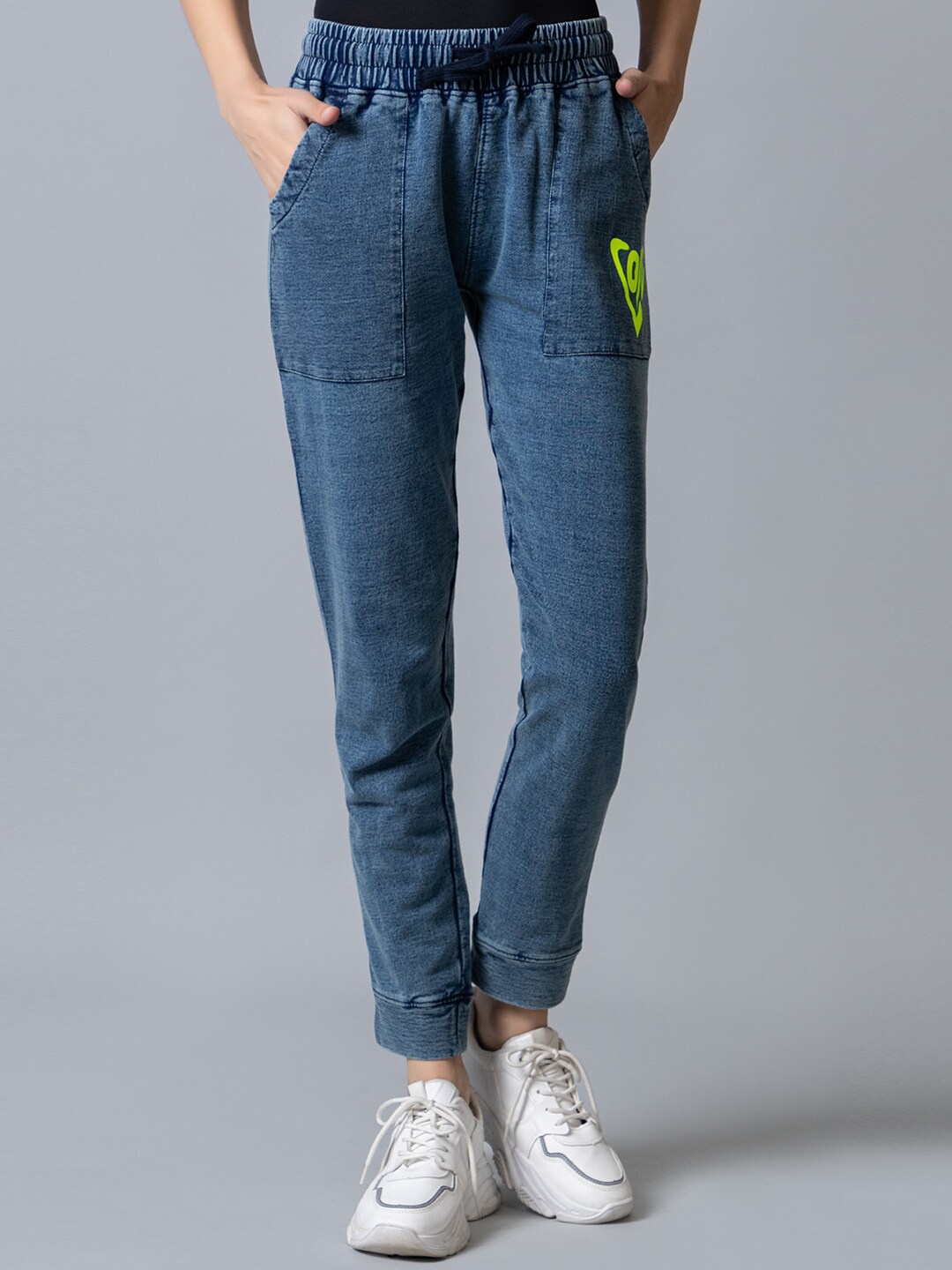 Club York Women Cotton Joggers, Blue