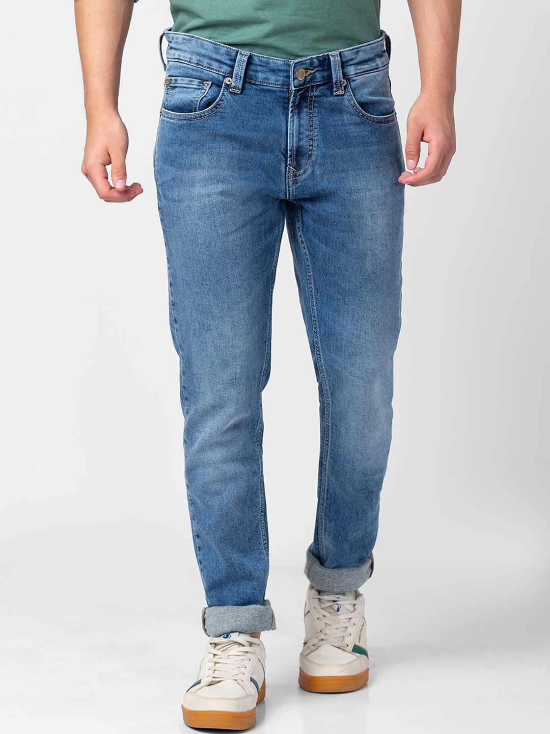 

SPYKAR Men Low-Rise Heavy Fade Stretchable Cotton Jeans, Blue