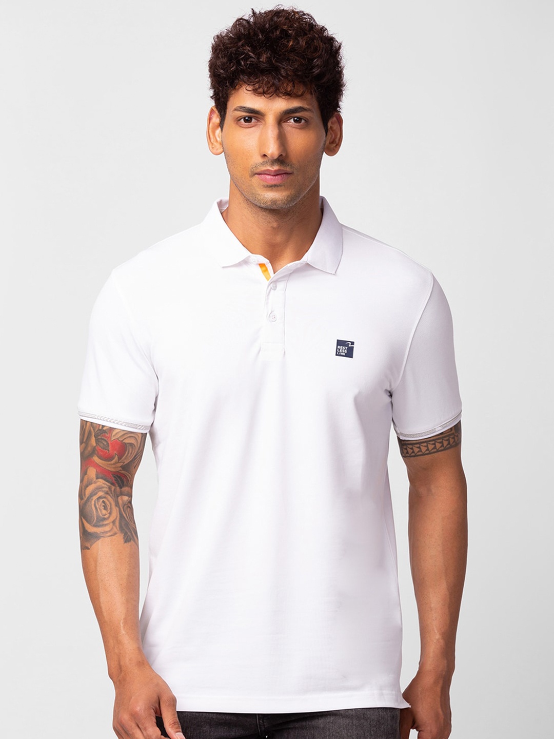 

SPYKAR Men Polo Collar Slim Fit Cotton T-shirt, White