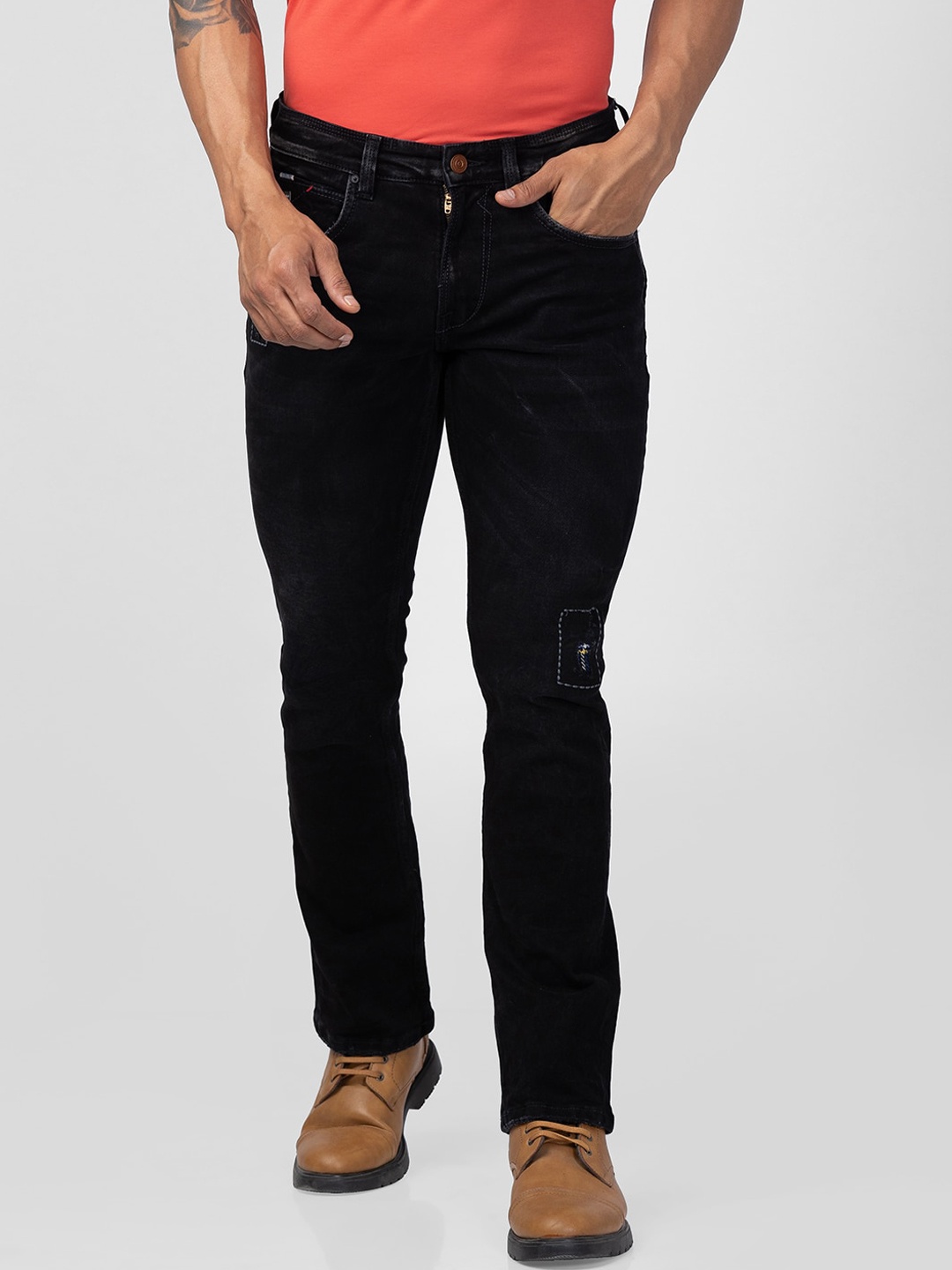 

SPYKAR Men Light Fade Stretchable Cotton Jeans, Black