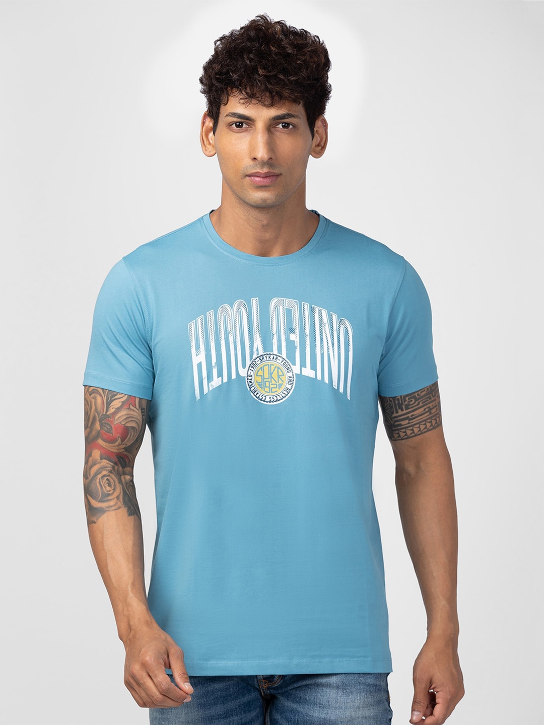 

SPYKAR Men Typography Printed T-shirt, Blue