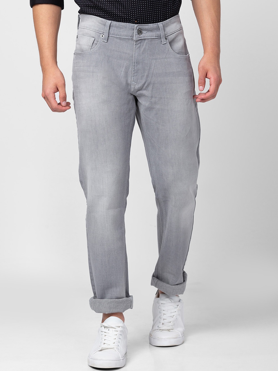 

SPYKAR Men Grey Slim Fit Low-Rise Light Fade Stretchable Jeans