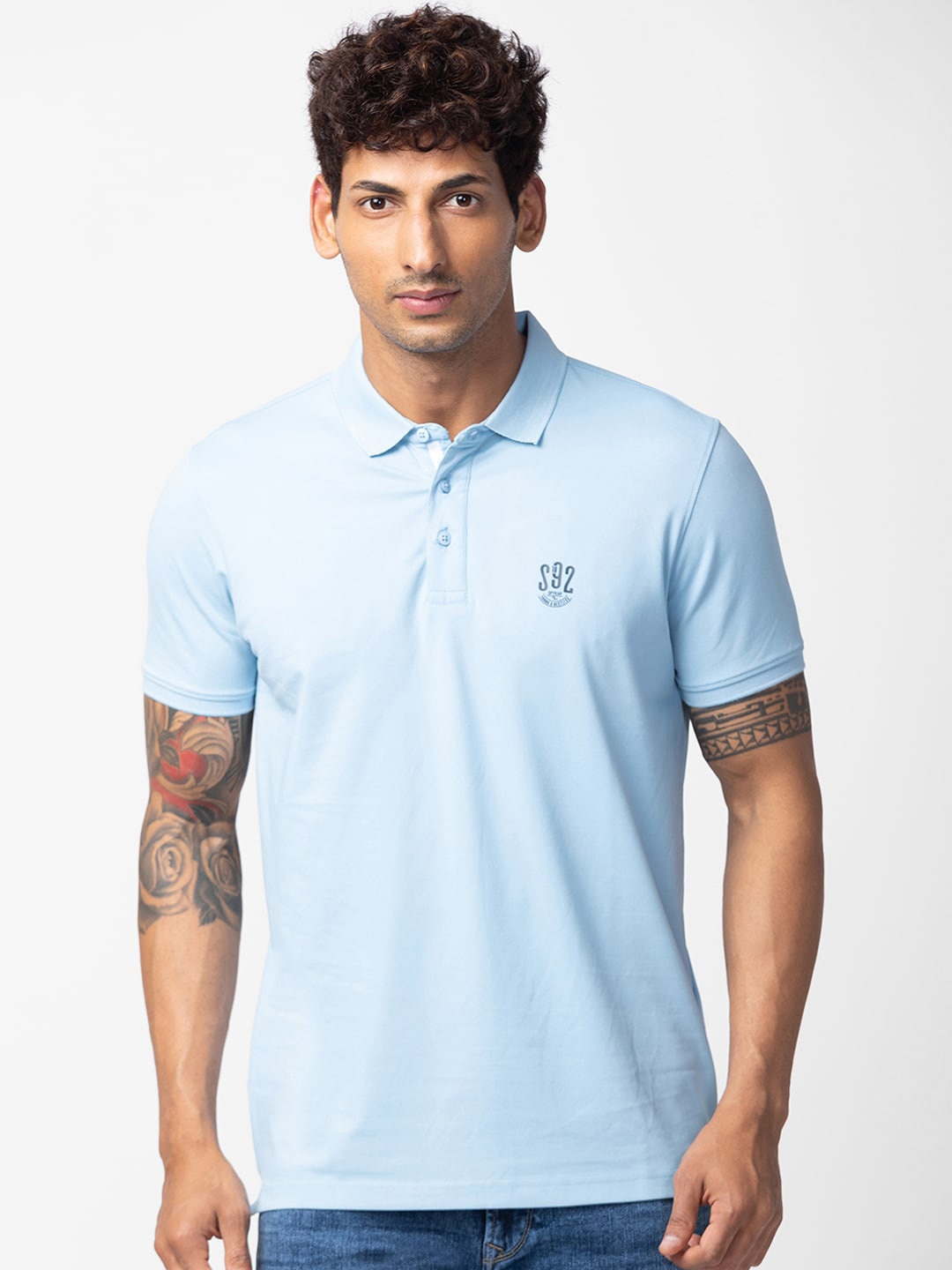 

SPYKAR Men Polo Collar Slim Fit T-shirt, Blue