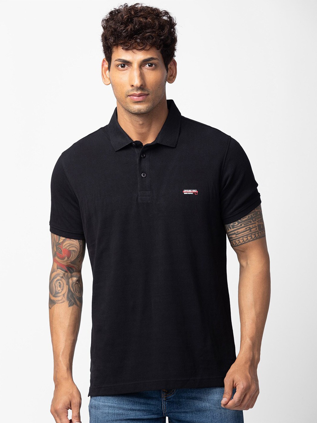 

SPYKAR Men Solid Polo Collar Slim Fit T-shirt, Navy blue