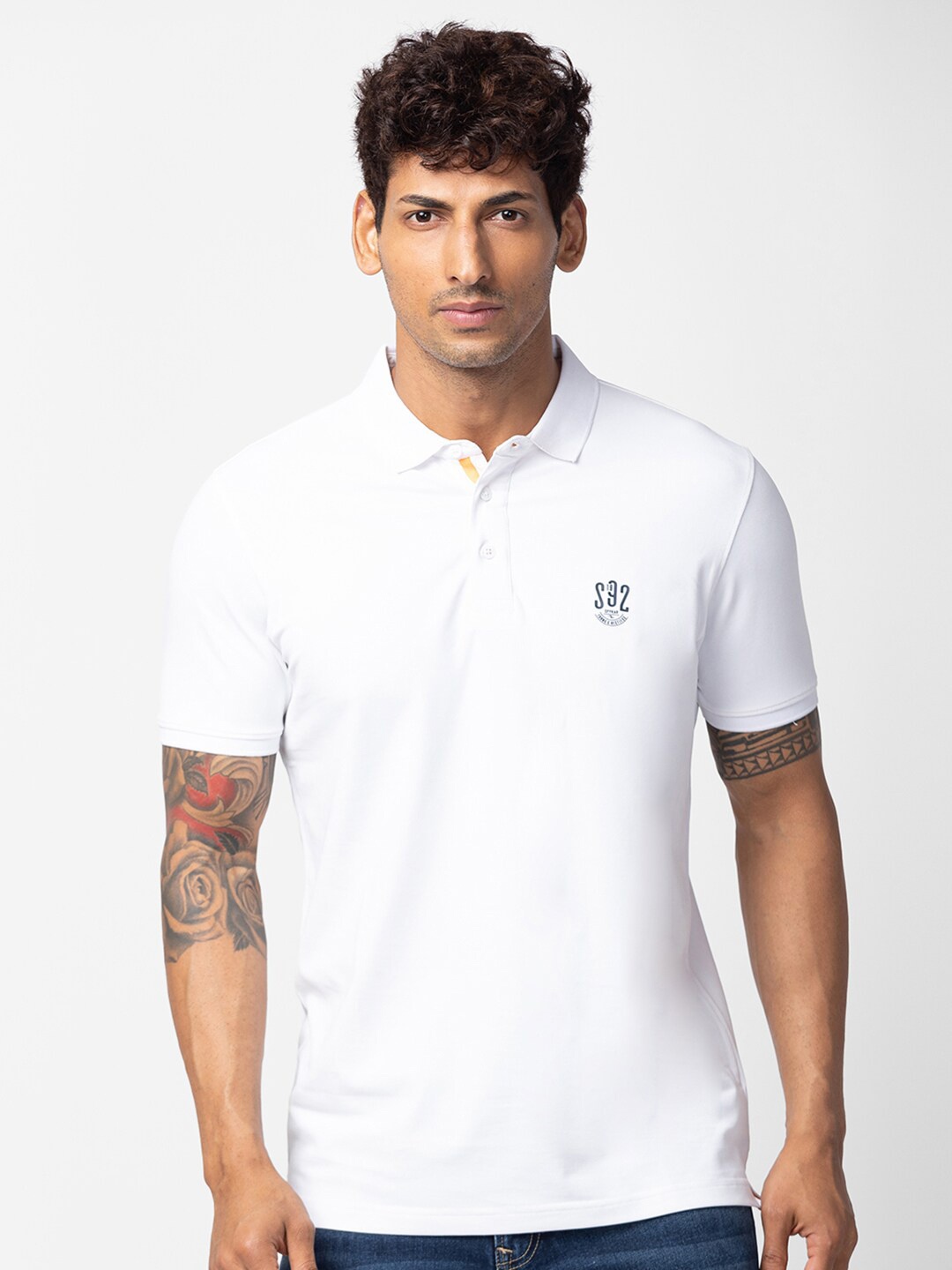 

SPYKAR Men Polo Collar Slim Fit Cotton T-shirt, White