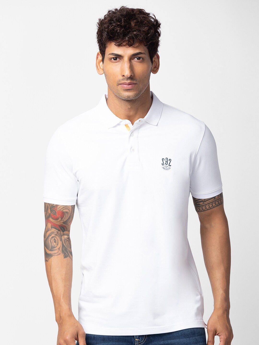 

SPYKAR Men Plus Size Polo Collar Slim Fit T-shirt, White