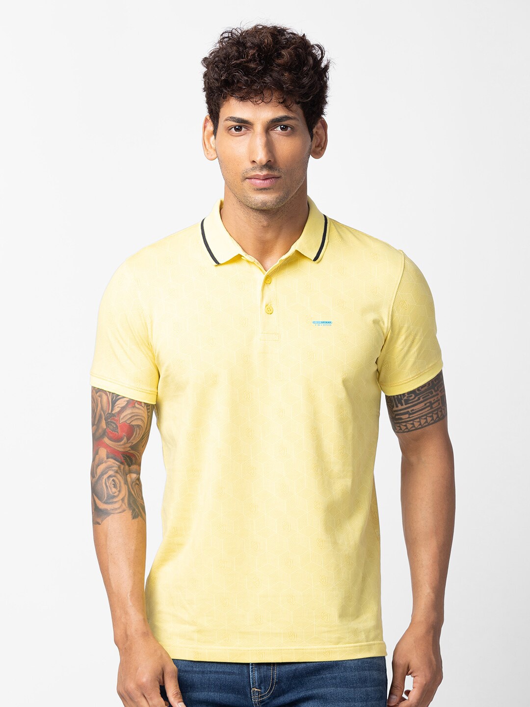 

SPYKAR Men Polo Collar Slim Fit Cotton T-shirt, Yellow