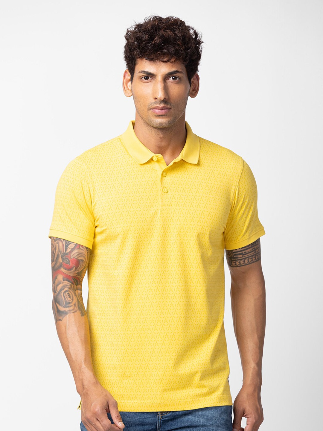 

SPYKAR Men Cotton Polo Collar T-shirt, Yellow