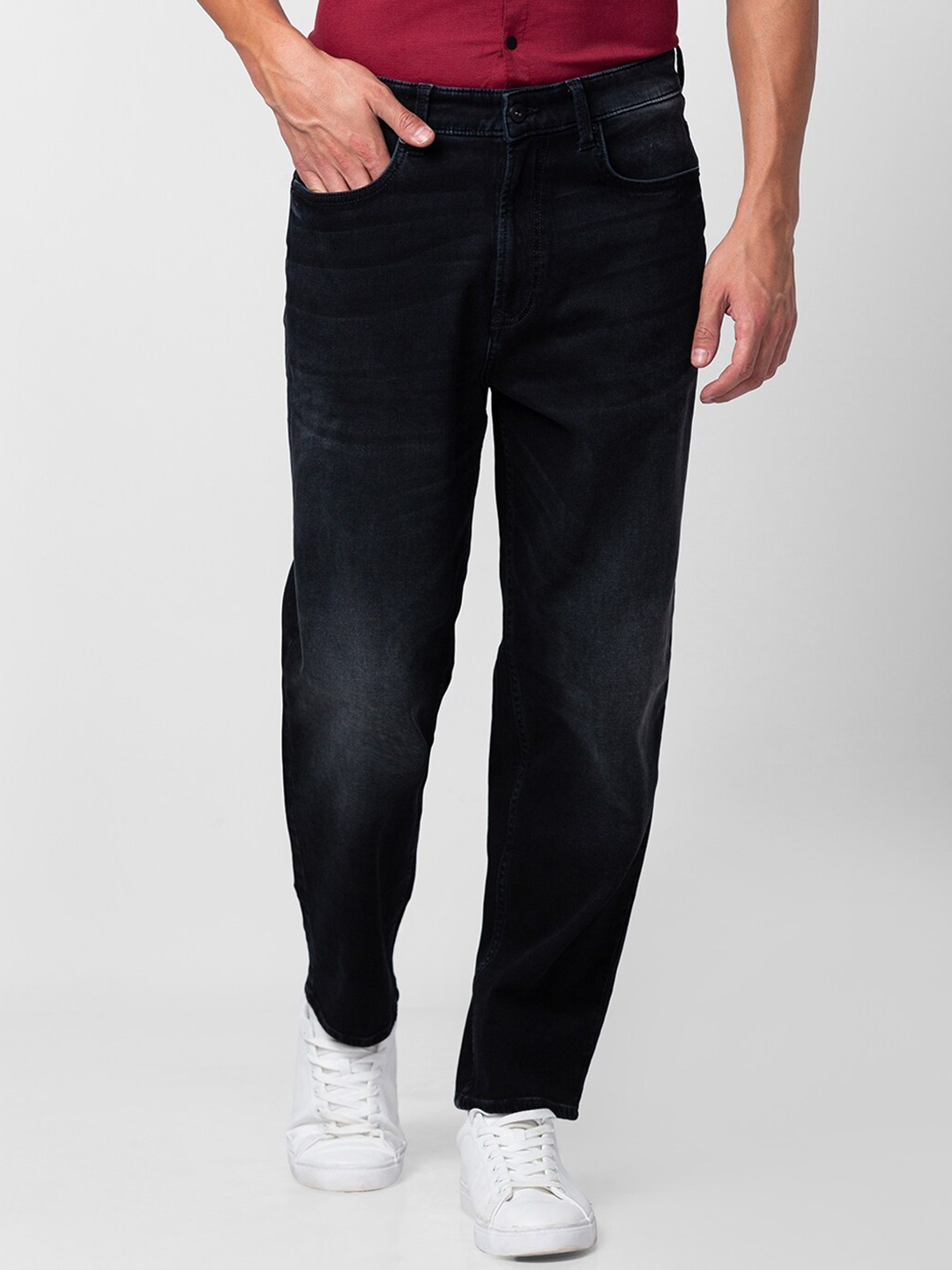 

SPYKAR Men Relaxed Fit Light Fade Stretchable Cotton Jeans, Black