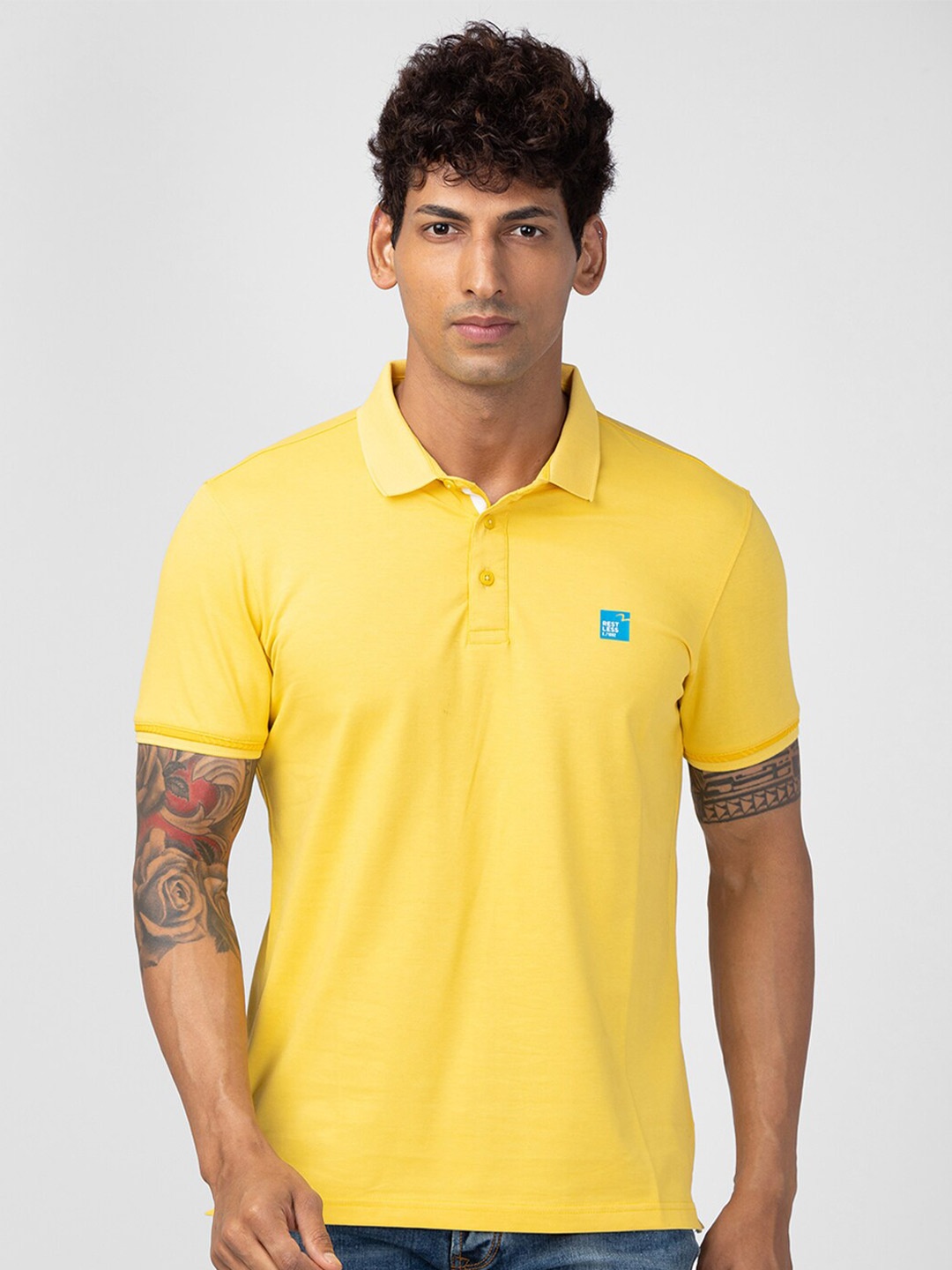 

SPYKAR Men Polo Collar Cotton T-shirt, Yellow