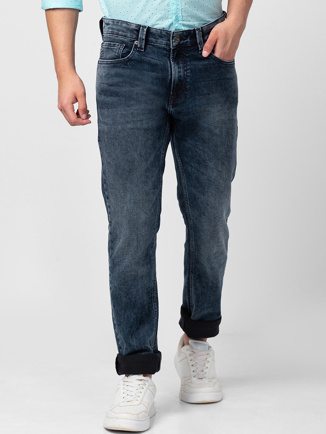 

SPYKAR Men Blue Low-Rise Heavy Fade Stretchable Cotton Jeans