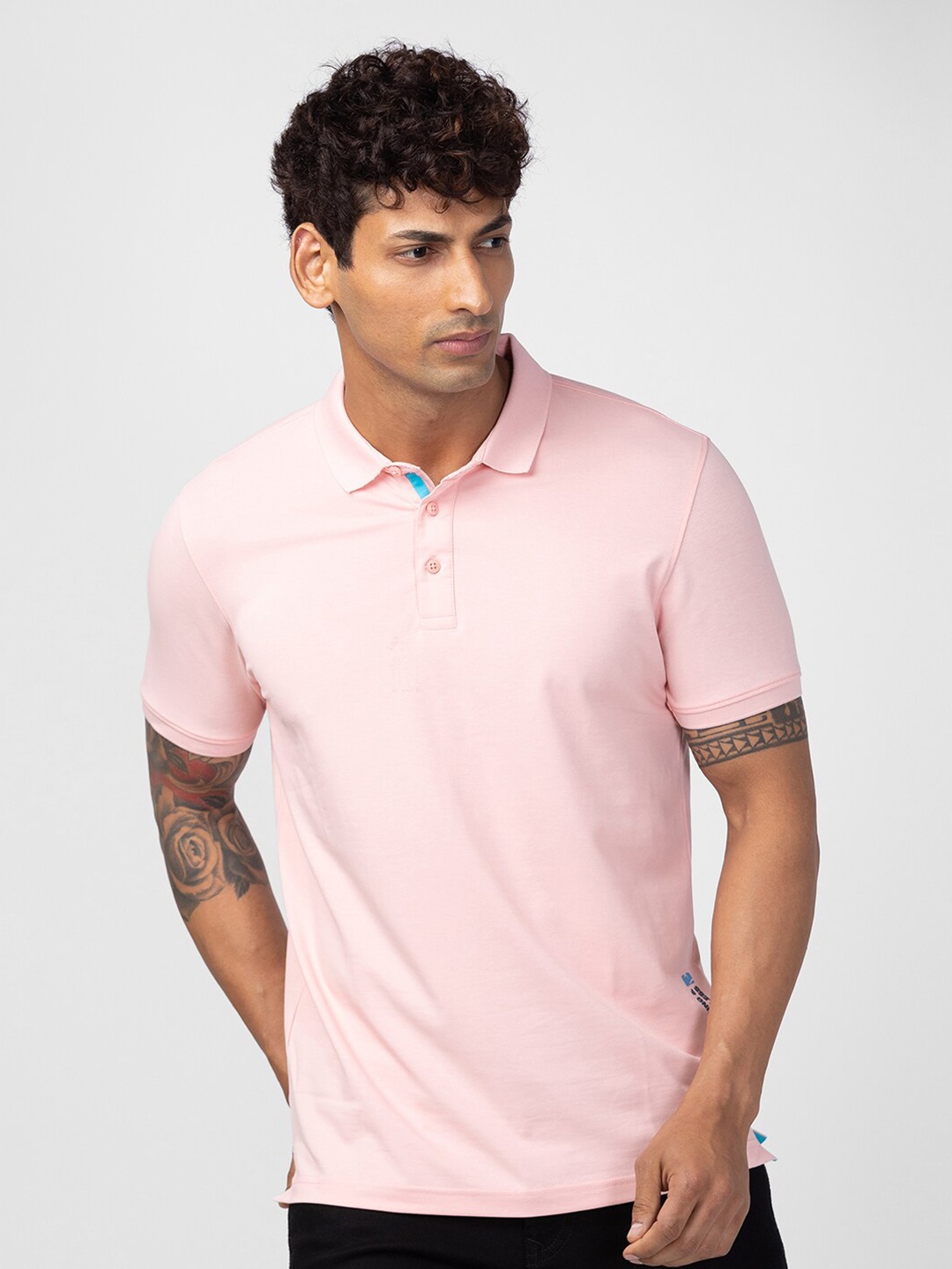 

SPYKAR Men Polo Collar Slim Fit T-shirt, Pink