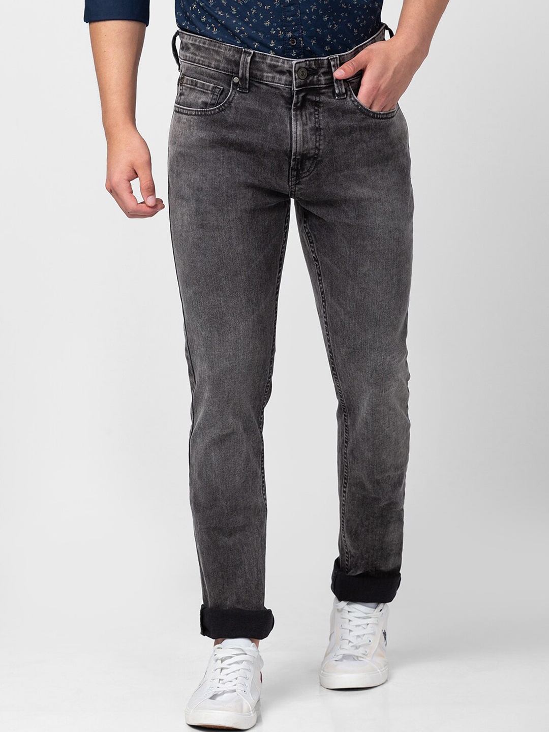 

SPYKAR Men Slim Fit Low-Rise Heavy Fade Stretchable Cotton Jeans, Black