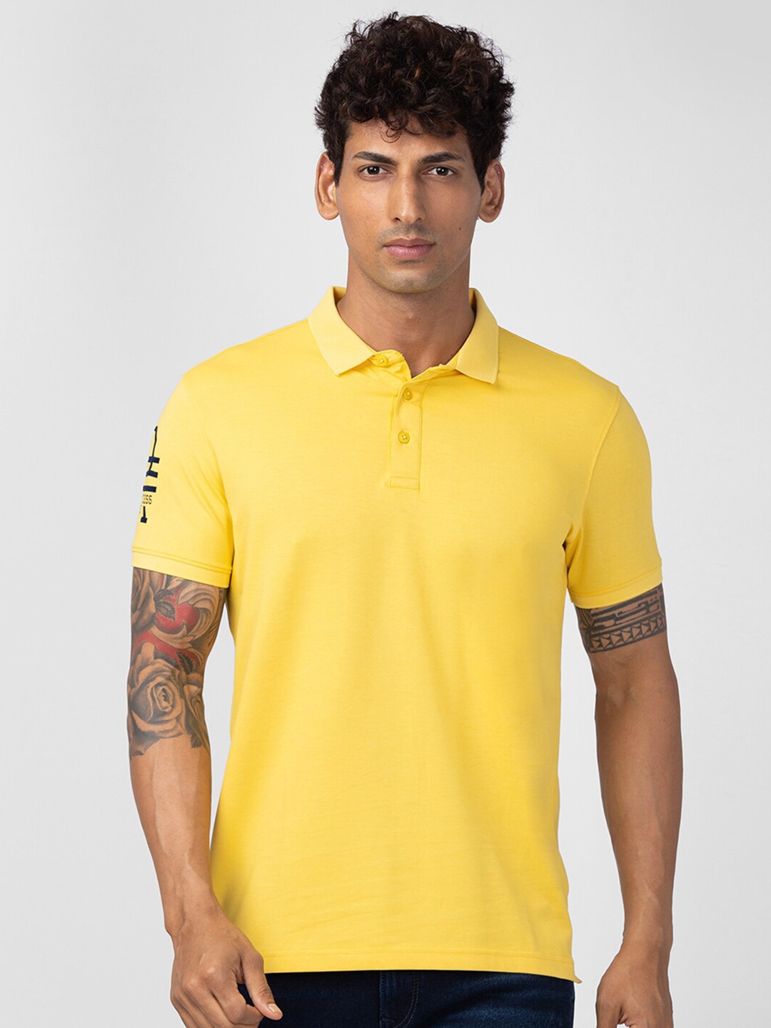 

SPYKAR Men Polo Collar Slim Fit T-shirt, Yellow