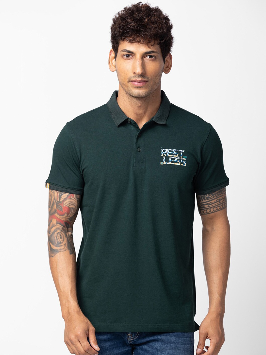 

SPYKAR Men Polo Collar Slim Fit T-shirt, Green