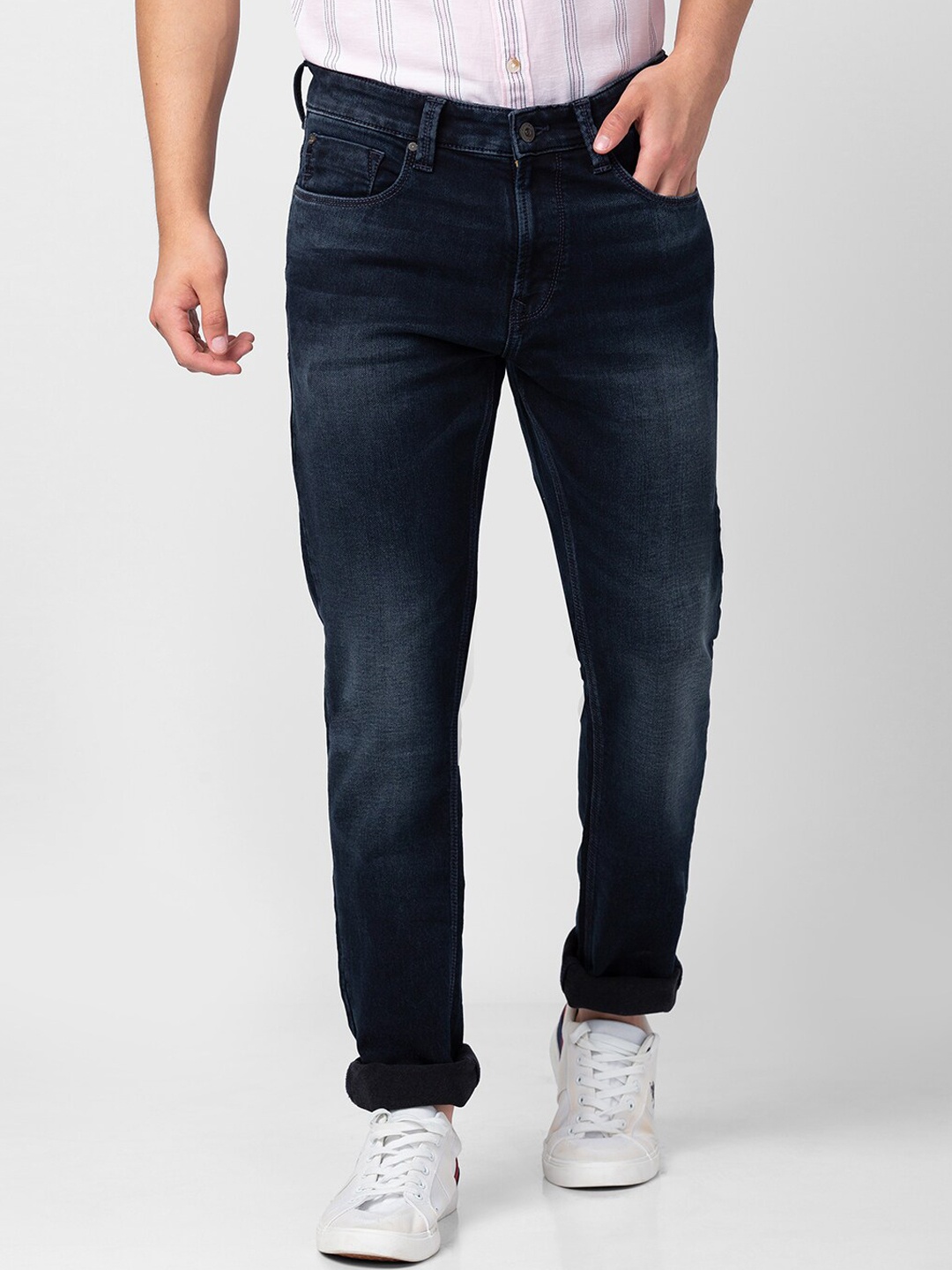 

SPYKAR Men Slim Fit Low-Rise Light Fade Stretchable Cotton Jeans, Blue