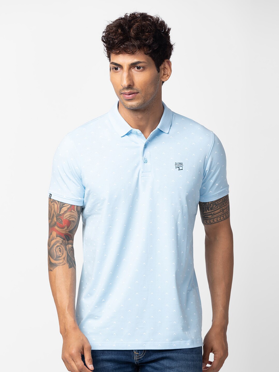 

SPYKAR Men Polo Collar Slim Fit T-shirt, Blue