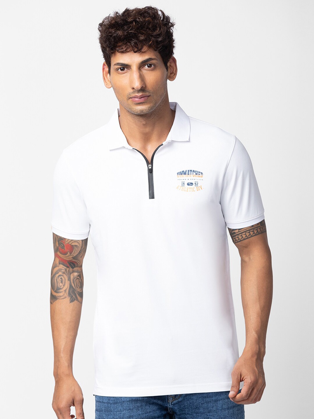 

SPYKAR Men Polo Collar Slim Fit T-shirt, White