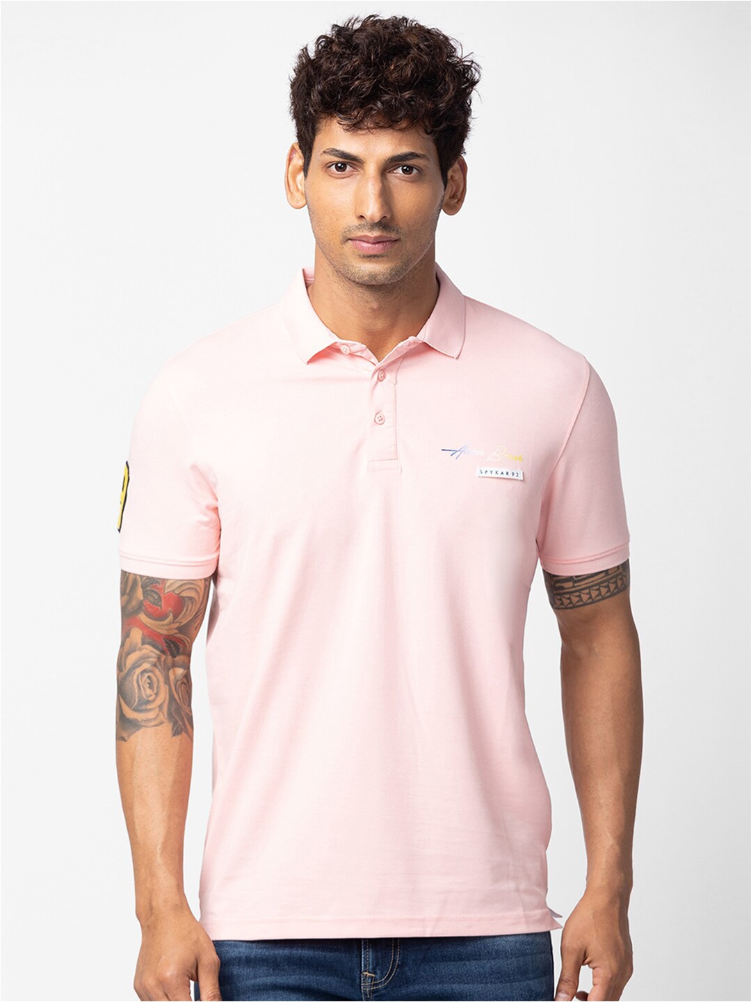 

SPYKAR Men Polo Collar Slim Fit T-shirt, Pink