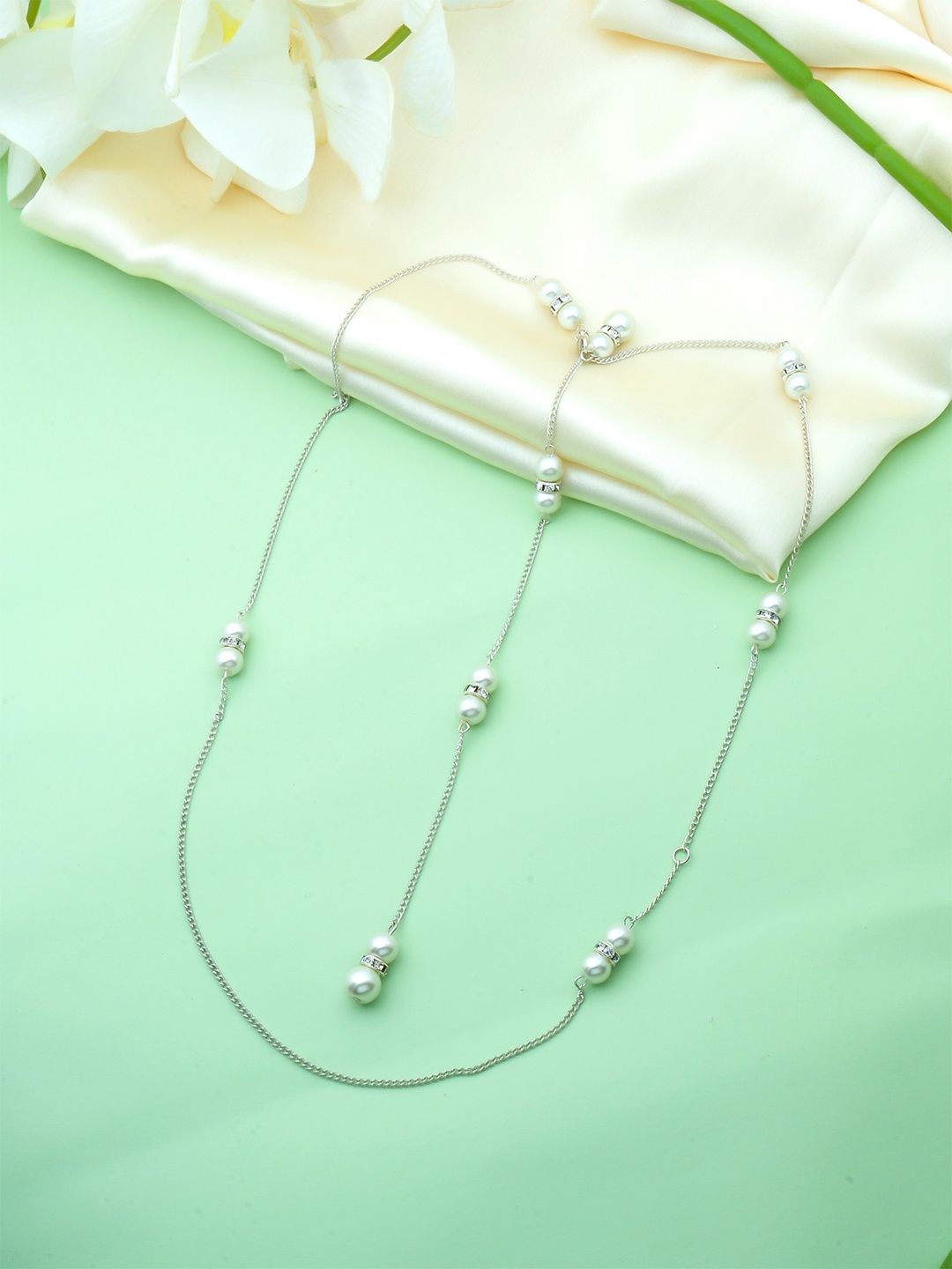 

Yellow Chimes Pearl & Stone-Studded Chain, White