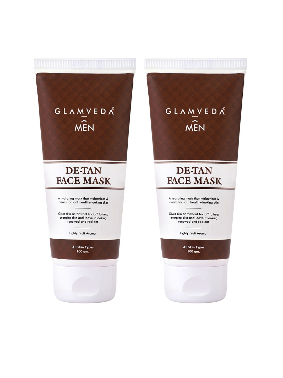 

GLAMVEDA Men Set Of 2 De Tan Face Mask 100 gm Each, Brown