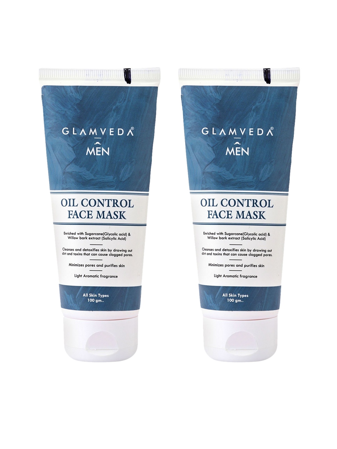 

GLAMVEDA Set Of 2 Men Oil Control Face Mask 100 gm Each, Blue