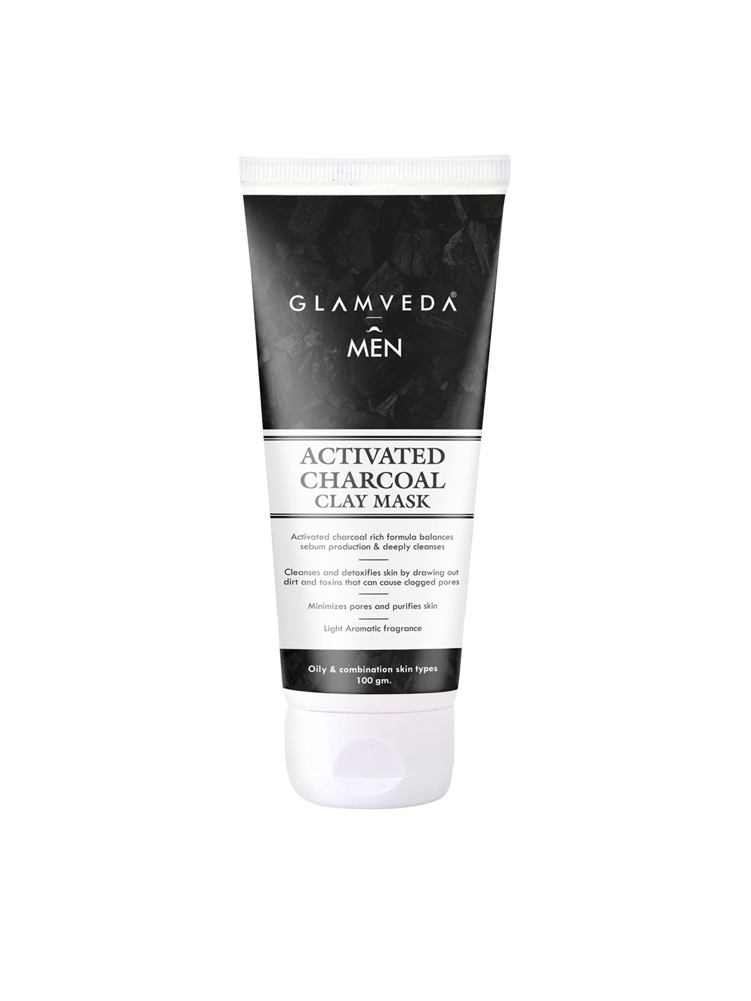 

GLAMVEDA Set Of 2 Men Activated Charcoal Detox Clay Mask 100 gm Each, Black