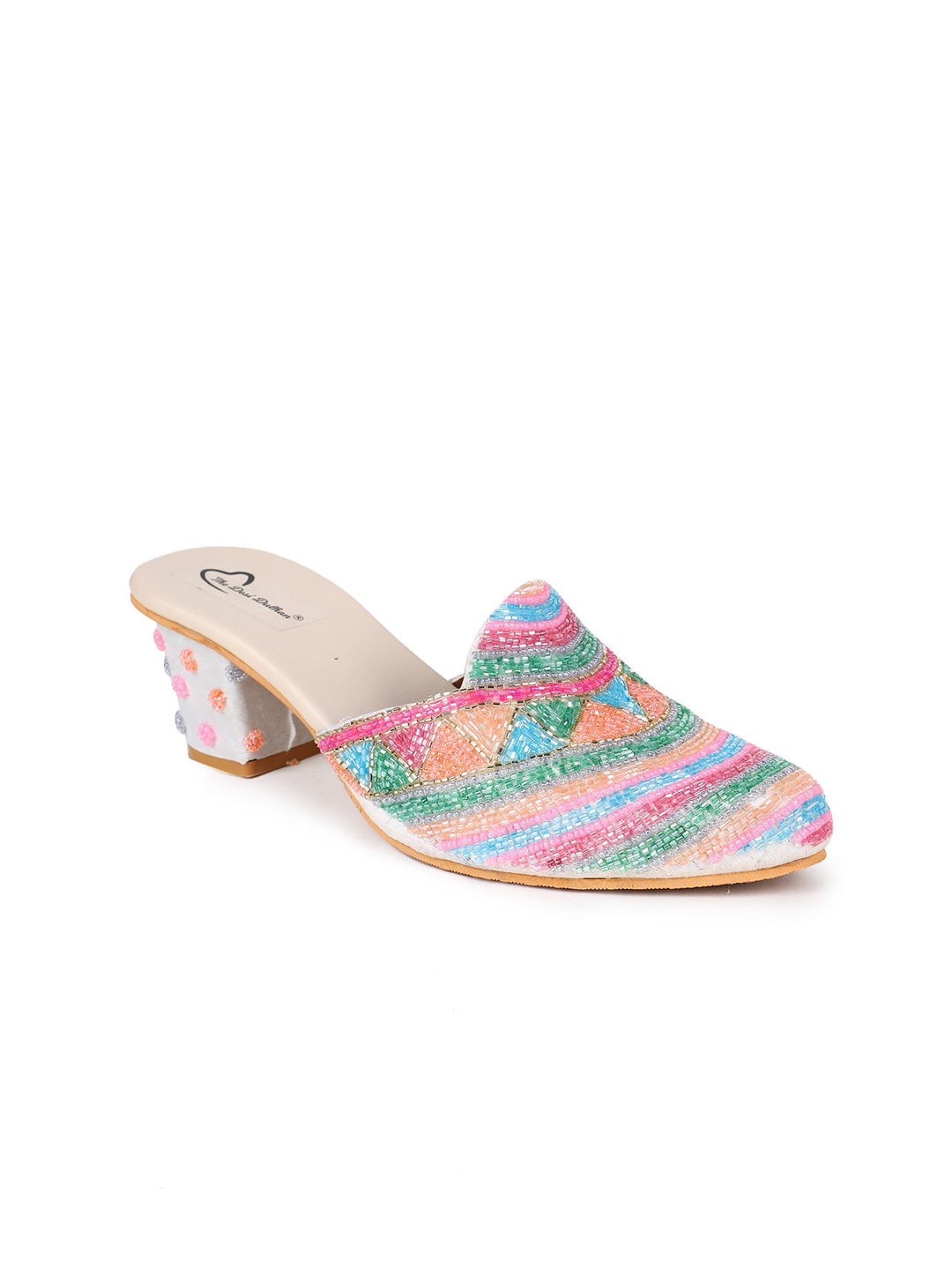 

The Desi Dulhan Embellished Ethnic Block Mules, Pink