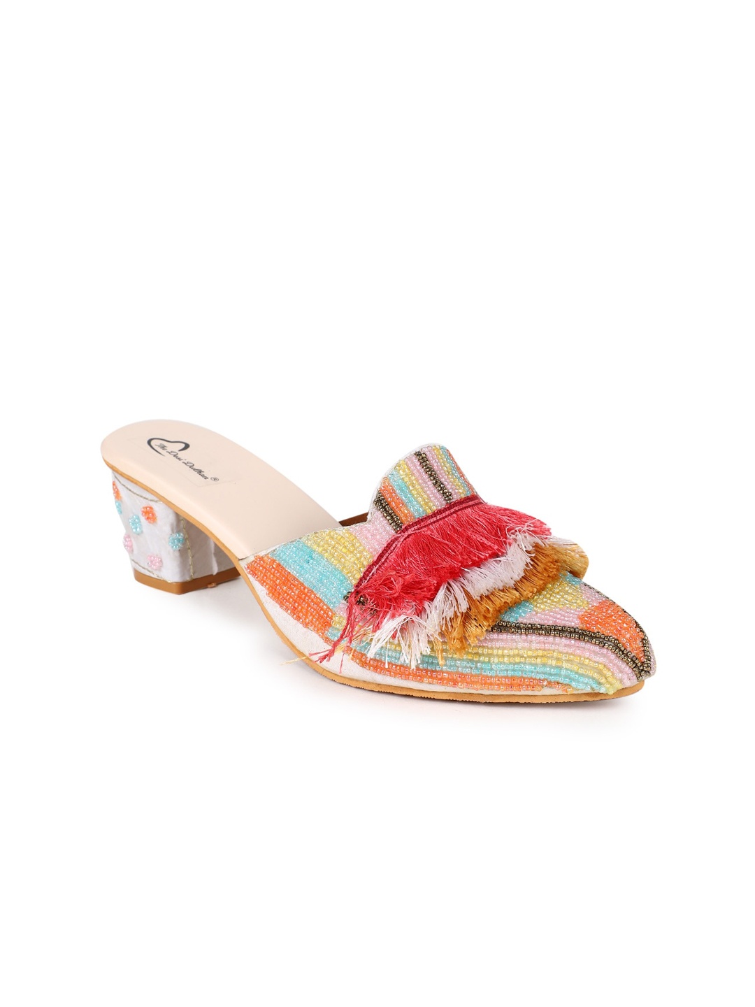 

The Desi Dulhan Embellished Ethnic Block Heels, Orange