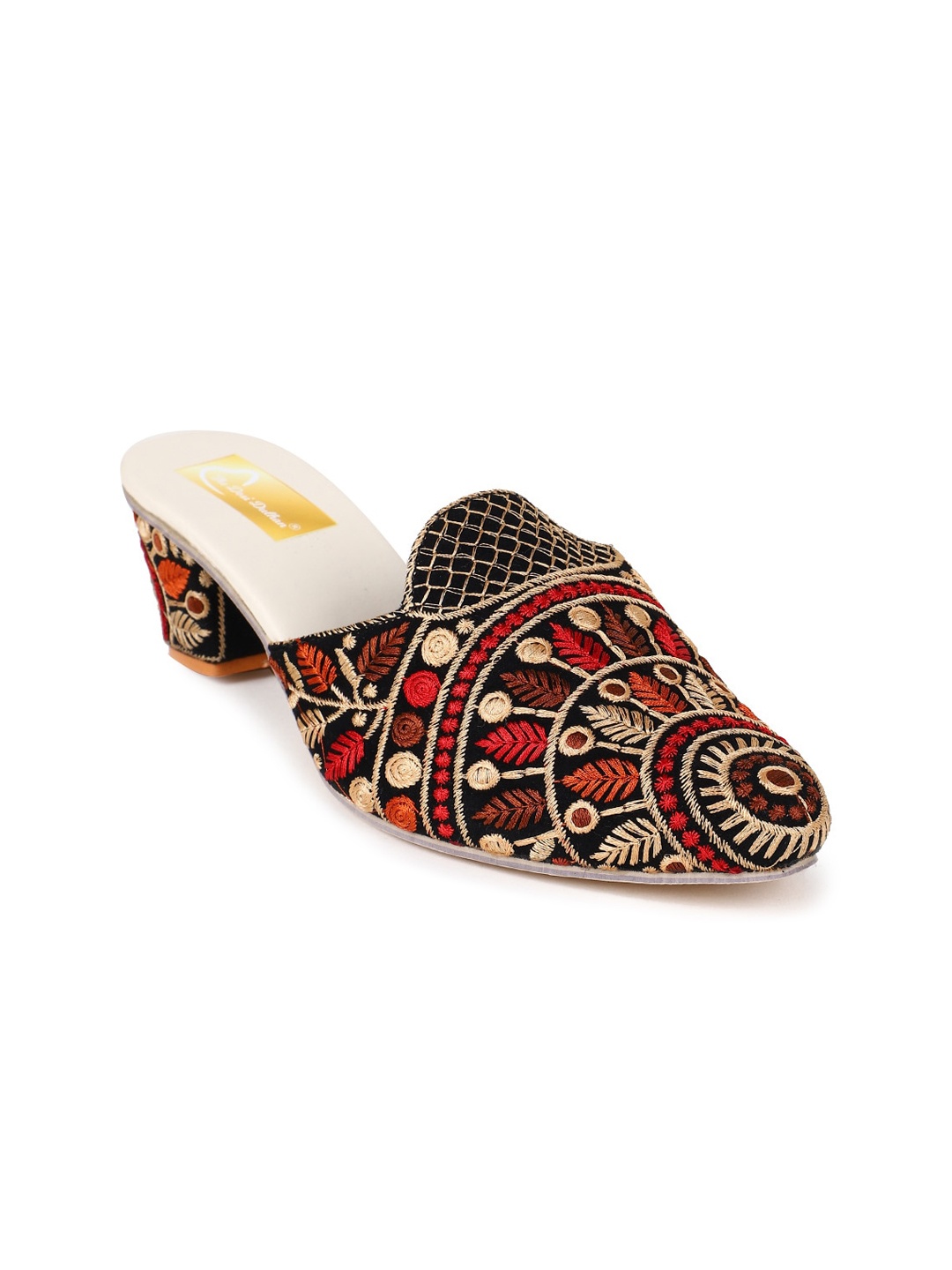 

The Desi Dulhan Embellished Ethnic Block Mules, Black