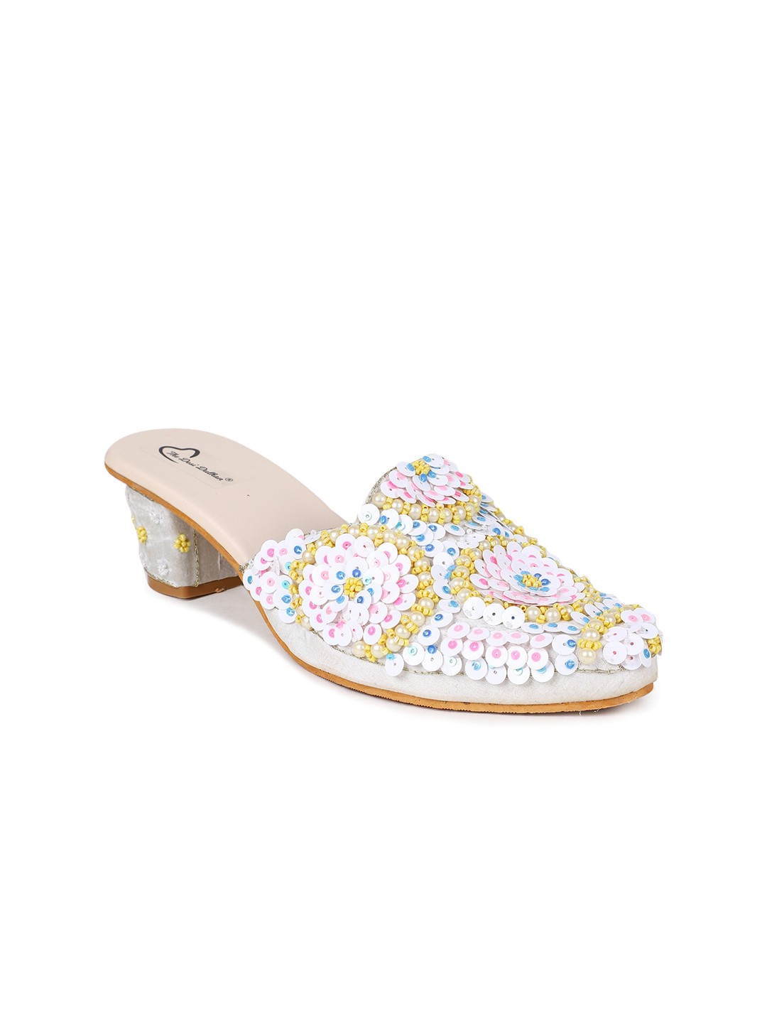 

The Desi Dulhan Embellished Ethnic Block Mules, White