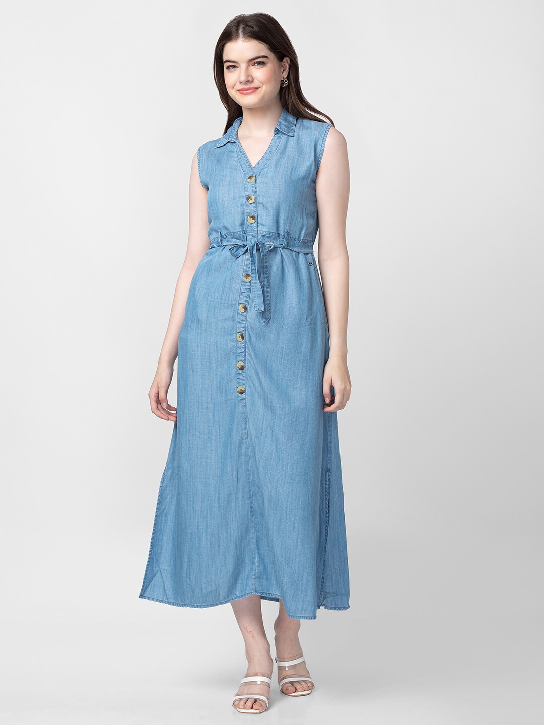 

SPYKAR A-Line Midi Cotton Dress, Blue